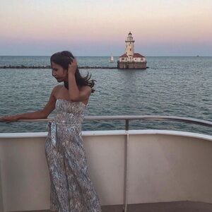 Strapless Leaf Print Jumpsuit from H&M size 2